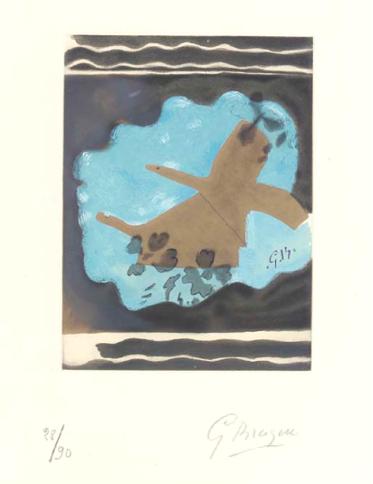 “Migration” Etching Aquatint in Colors, c.1962, Edition:90, Hand Signed in Pencil LR, Image: 9.25 x 7”, Reference: Vallier 172, Please Inquire
