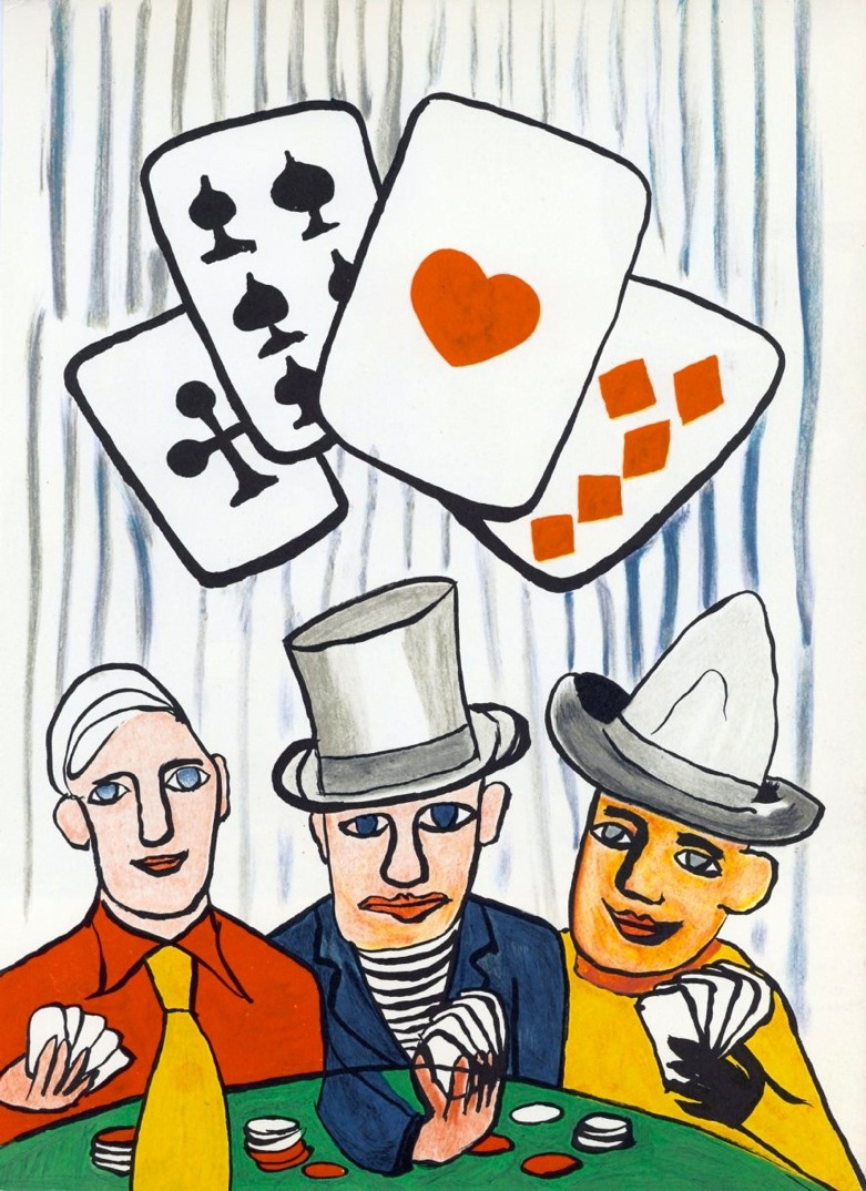 "The Card Players I" Lithograph in Colors, c.1975, Edition:Limited, Unsigned, 11x15" $300-