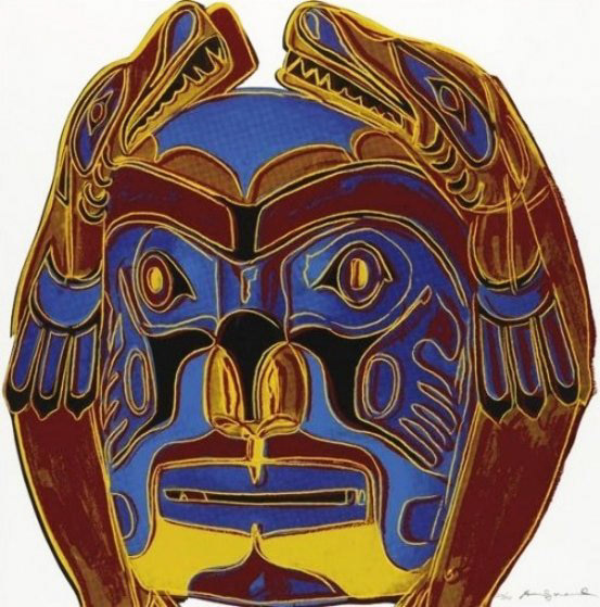 “Northwest Coast Mask - From Cowboys & Indians Suite” Screenprint in Colors, c.1986, Edition:250, Hand Signed at Base, 36 x 36”, Reference: F&S II-380, Please Inquire