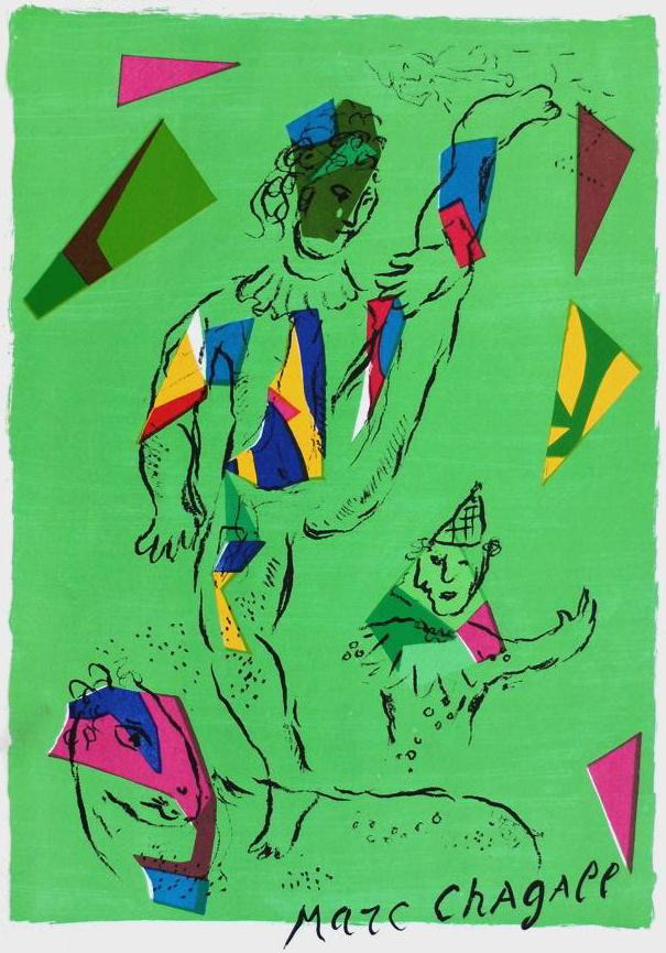 “Acrobats On Green” Lithograph, c.1979, Image:14 x 11”, Reference: Mourlot 946, Please Inquire