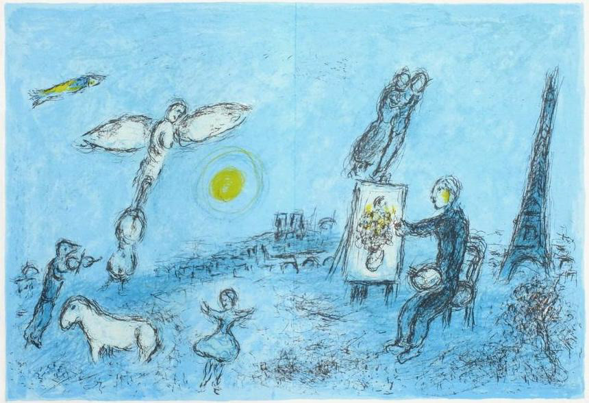 “The Painter & His Double” Lithograph, c.1981, Image:15 x 22”, Reference: Mourlot 246, Please Inquire