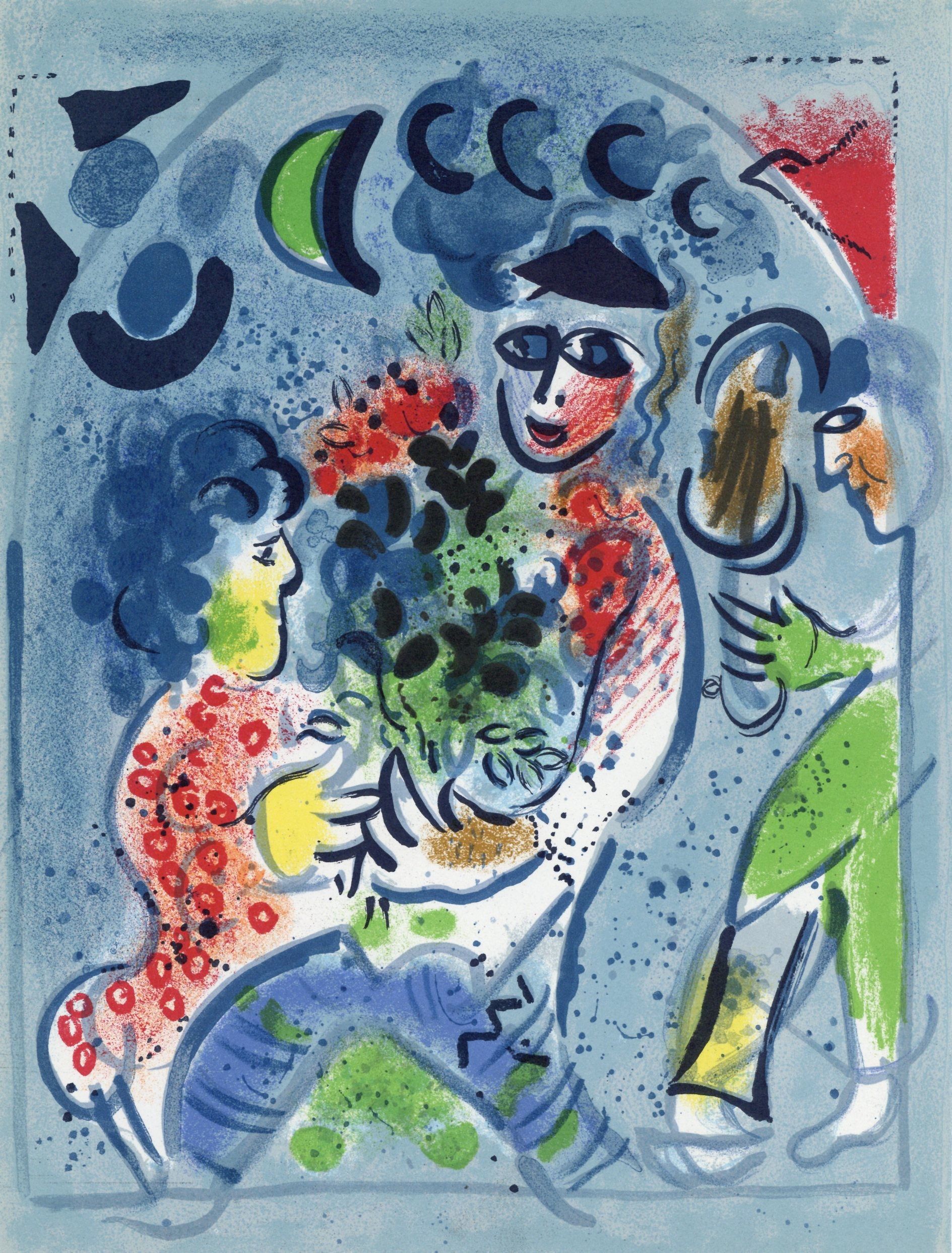 “Clown with Flowers” Lithograph in Colors, c.1969, Image:9.5 x 12.5”, Reference: Mourlot 578, Please Inquire
