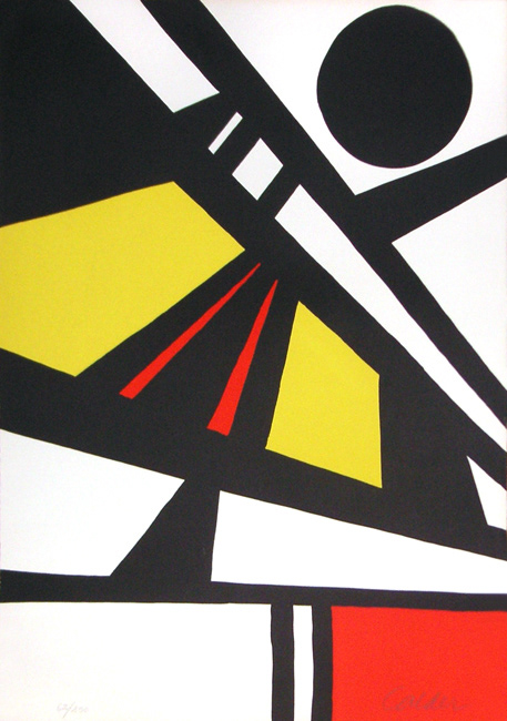 “Composition with Black Circle” Lithograph in Colors, c.1967, Edition:150, Hand Signed in Pencil LR, Image:19x26.75” Please Inquire
