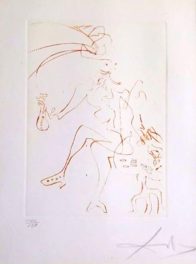 “The Merchant Of Venice : From the Much Ado About Shakespeare Suite” Etching in Sepia on Rives Paper, c.1968, Edition: 144/150, Hand Signed in Pencil LR, Image: 5 x 7”, Reference: Field 68 , Please Inquire