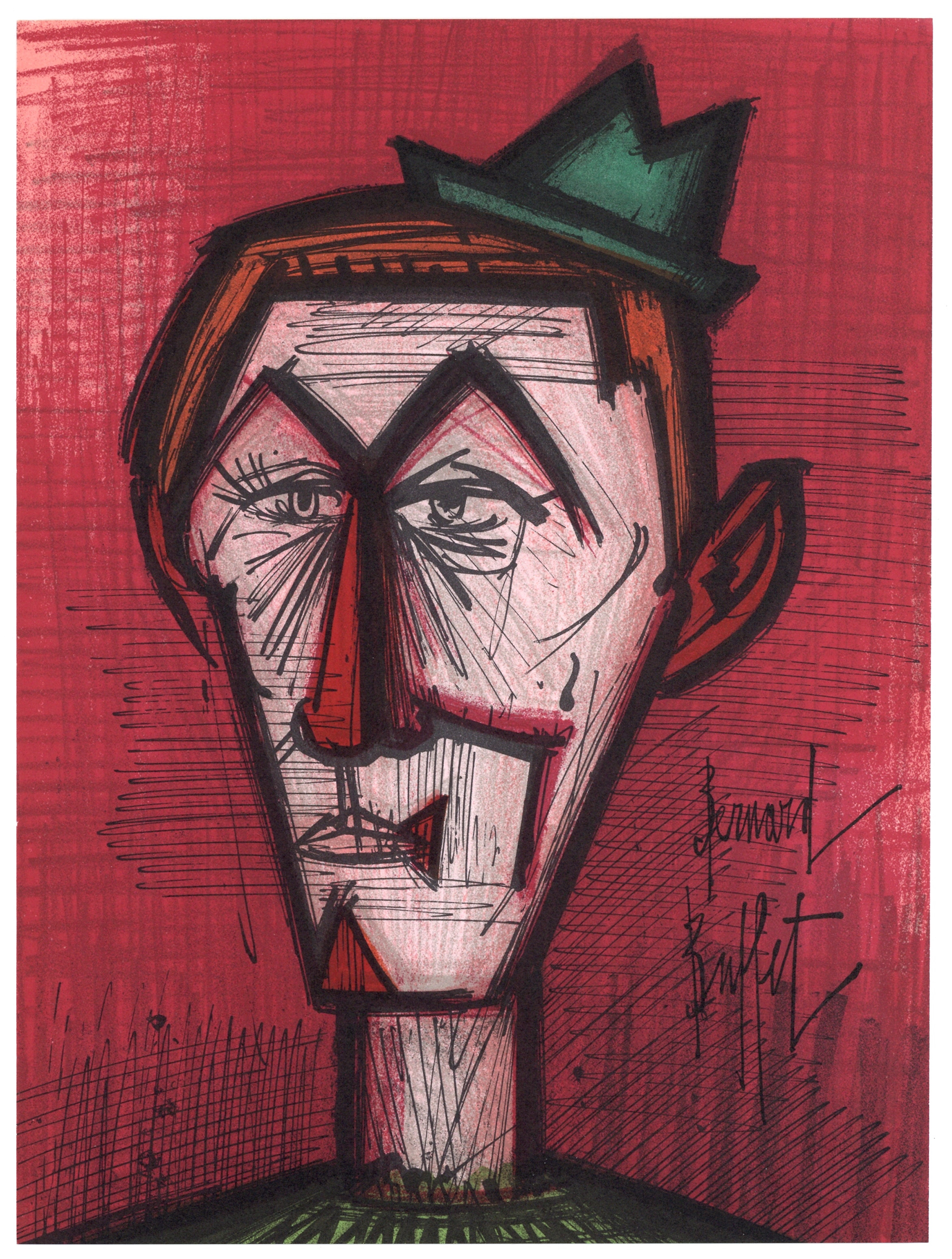 “The Red Clown”, Lithograph in Colors, c.1968, Edition:2000, Signed in Plate, 9.5 x 12.5”, Please Inquire