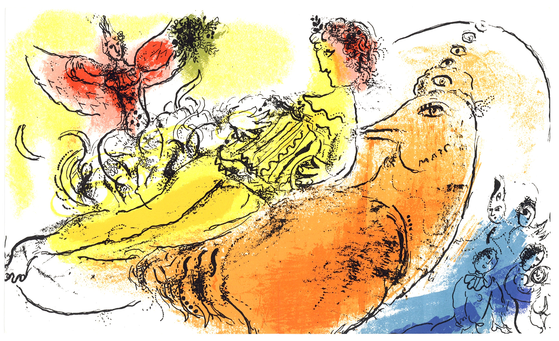 “The Accordionist” Lithograph in Colors, c.1957, Image:9 x 15”, Reference: Mourlot 204, Please Inquire