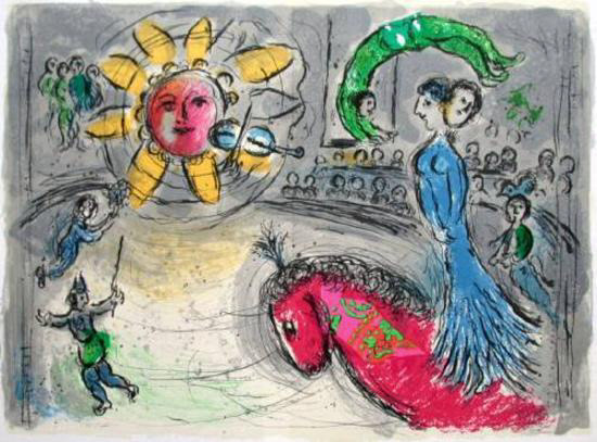 “Red Horse with Sun” Lithograph, c.1979, Image:15 x 22”, Reference: Mourlot 945, Please Inquire