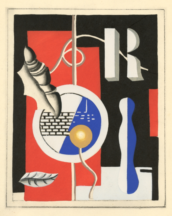 "Composition with Shell" Pochoir in Colors (After), c.1928, Edition:800, Plate Signed LR, 8 x 6.25", Please Inquire