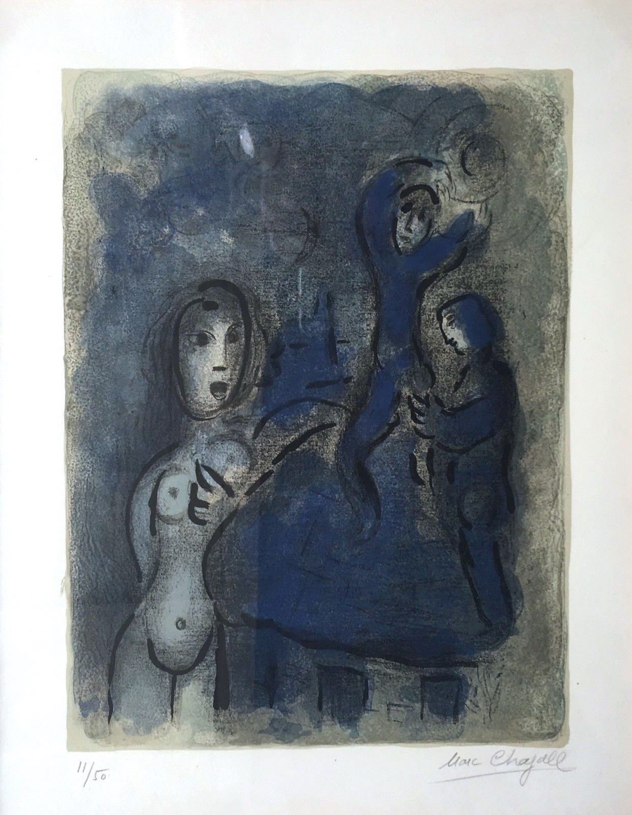 “Rahab & The Spies Of Jehricho” Lithograph, c.1960, Edition:50, Hand Signed in Pencil LR, Image:14 x 10.5”, Reference: Mourlot 244, Please Inquire