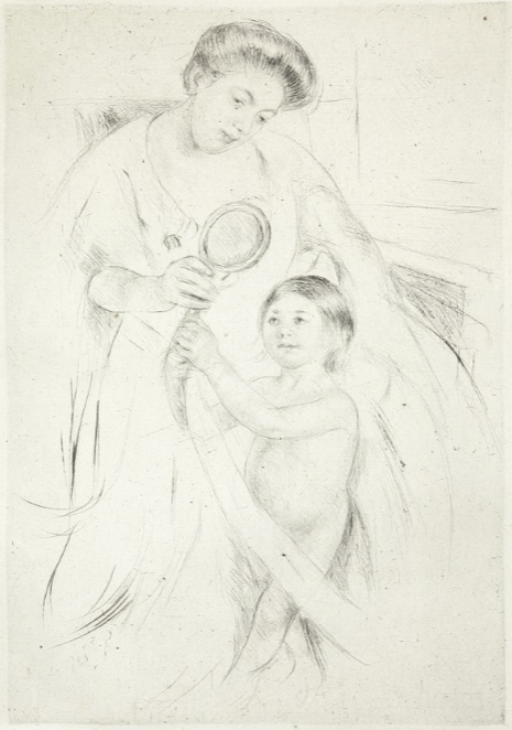 "Looking Into the Hand Mirror (#3)" Etching, c.1905, Image:5.75 x8", Ref.: Breeskin 202, Please Inquire