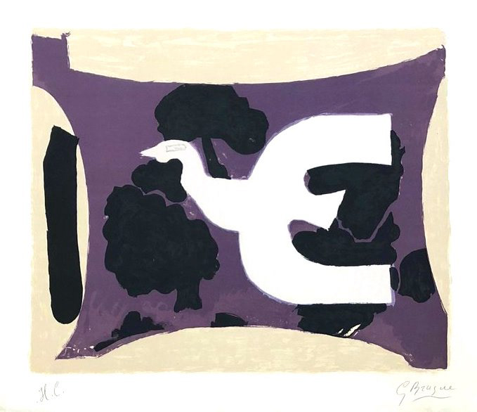 “L’Osieaux Violet” Lithograph in Colors, c.1961, Edition:H.C. (Artist’s Proof), Hand Signed in Pencil LR, Sheet: 20 x 26”, Reference: Vallier 165, Please Inquire