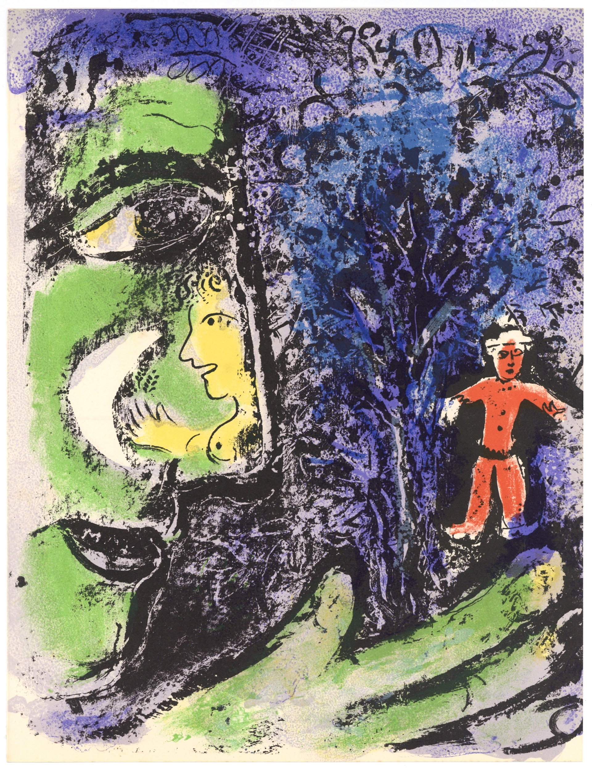 “The Profile & The Red Child” Lithograph in Colors, c.1960, Image:12.5 x 9.5”, Reference: Mourlot 284, Please Inquire