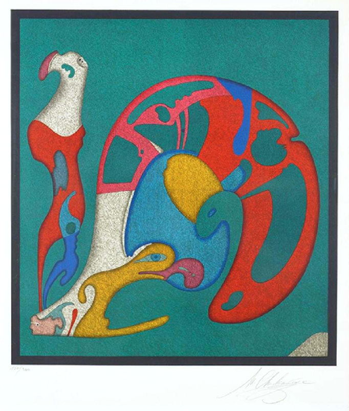“Escargot” Lithograph in Colors, c.1979, Edition:300, Hand Signed in Pencil LR, Image:23.75 x 21.75”, $2500-