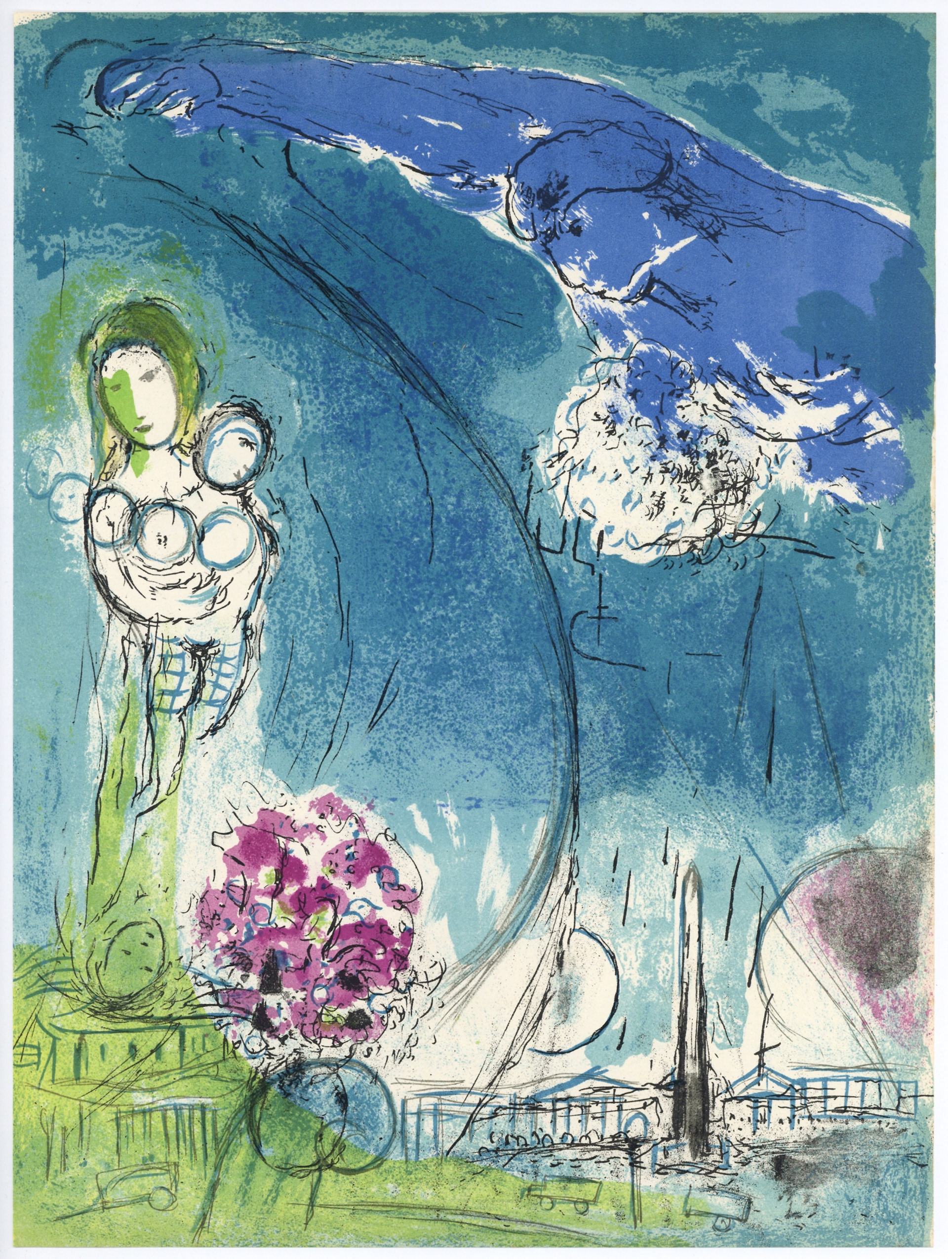 “Place de la Concorde” Lithograph, c.1952, Image:10 x 14”, Reference: Mourlot 83, Please Inquire