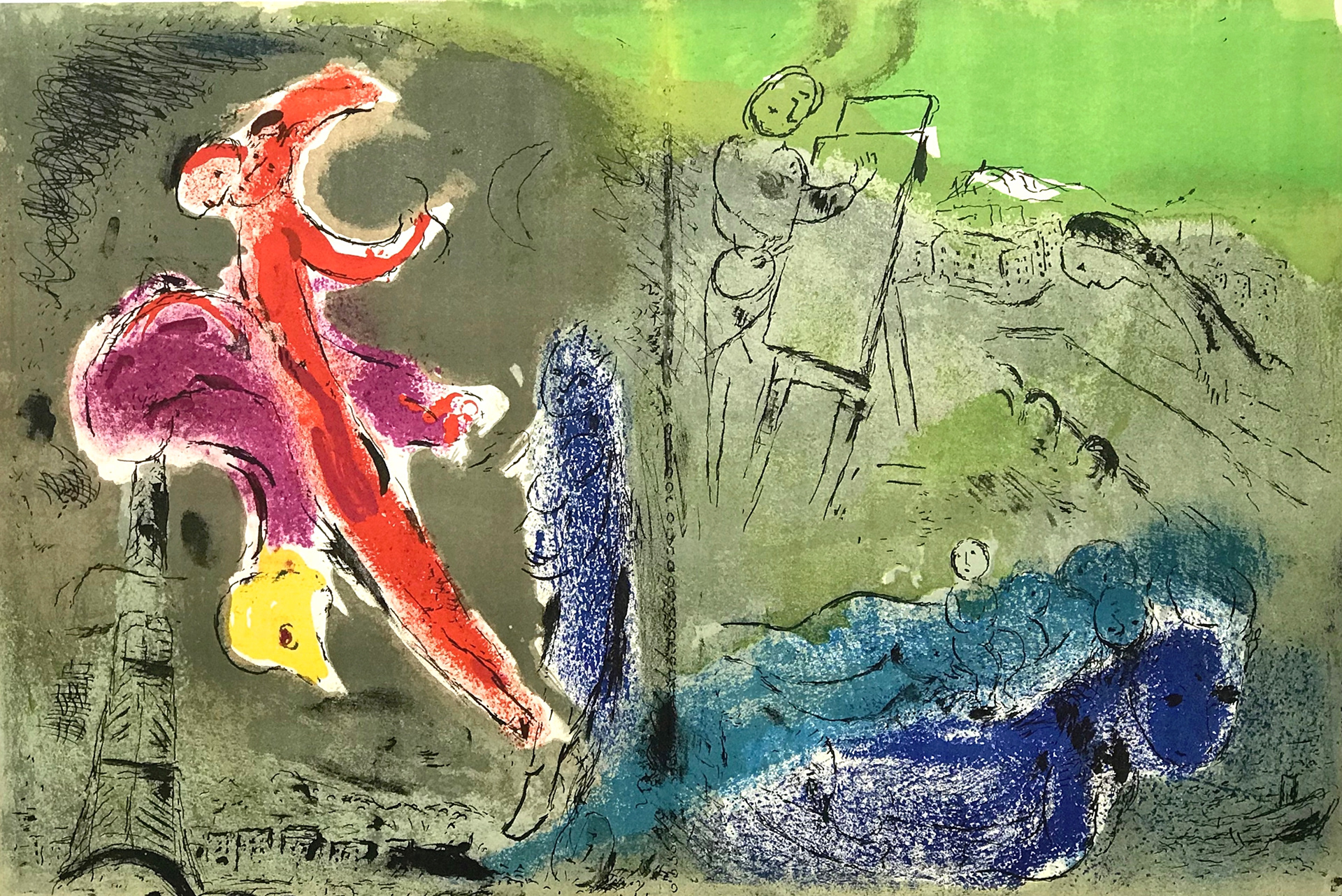 “Vision Of Paris” Lithograph in Colors, c.1952, Edition:2000, Unsigned, Image:14 x 20.75”, Reference: Mourlot 81, Please Inquire
