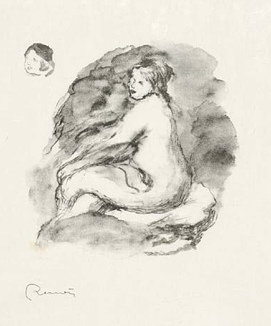 "Etude De Femme Nue Assise" Lithograph, c.1904/1919, Edition: 1000, Publish by Vollard, Stamp Signed LL, Image: 6.5 x 6.25", Ref.: Delteil 43, Please Inquire