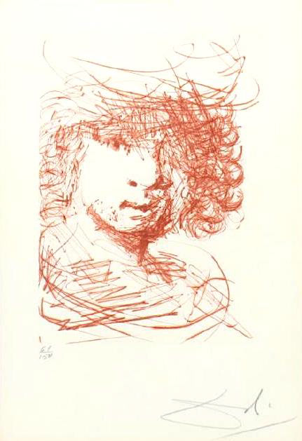 “Rembrandt : From the Immortals Of Art Suite” Etching in Sepia on Rives Paper, c.1968, Edition: 61/150, Hand Signed in Pencil LR, Image: 5 x 7”, Reference: Field 68 , Please Inquire