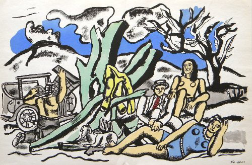 "Country Outing" Lithograph in Colors (After), c.1952, Edition:2000, Plate Signed LR, 15 x 22", Please Inquire