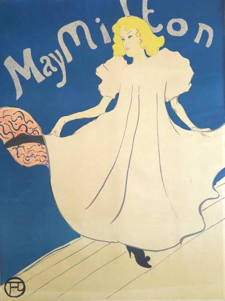 “May Milton” Lithographic Poster in Colors, c.1895, Edition:100, Signed in Plate LL, Image: 31.25 x 24.75”, Please Inquire