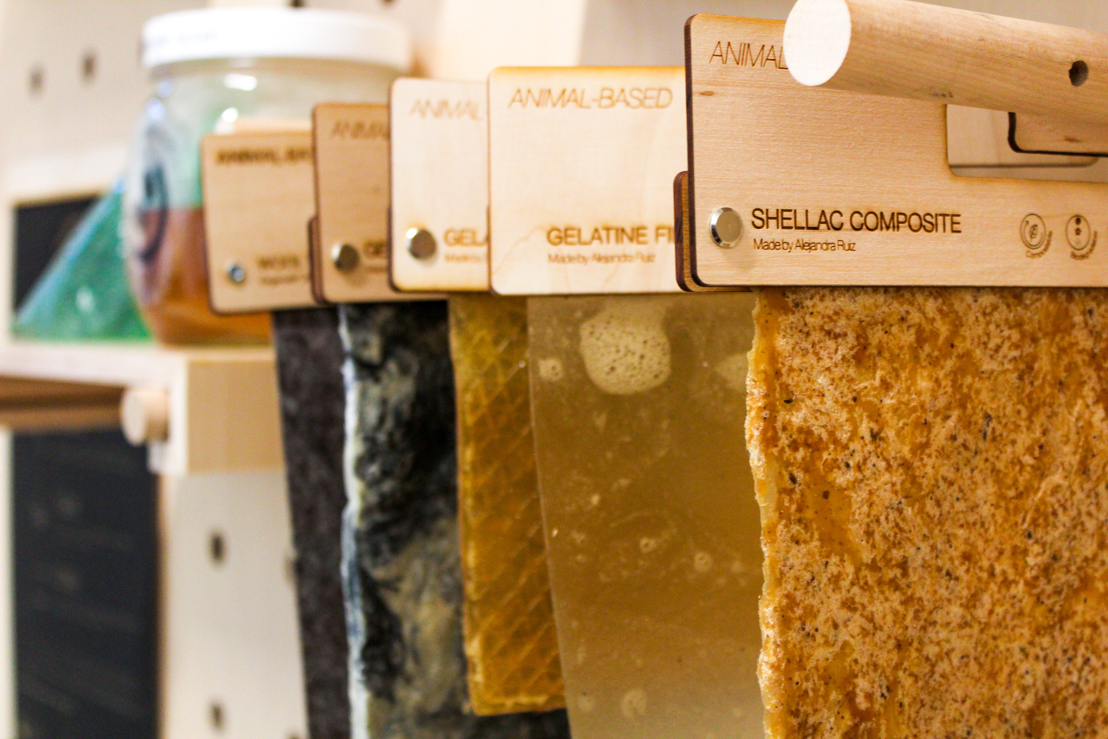 Detail shot of samples in the Animal-Based category