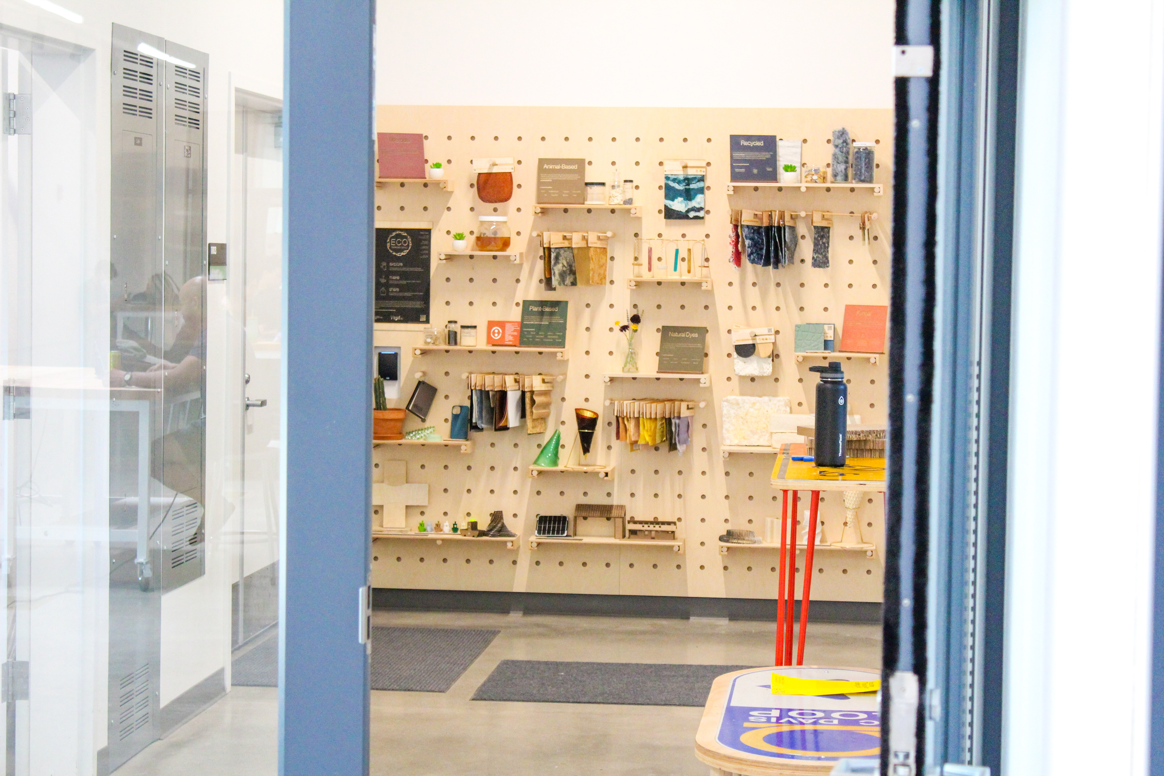 Eco Materials Wall installed in the Cruess Hall Makerspace