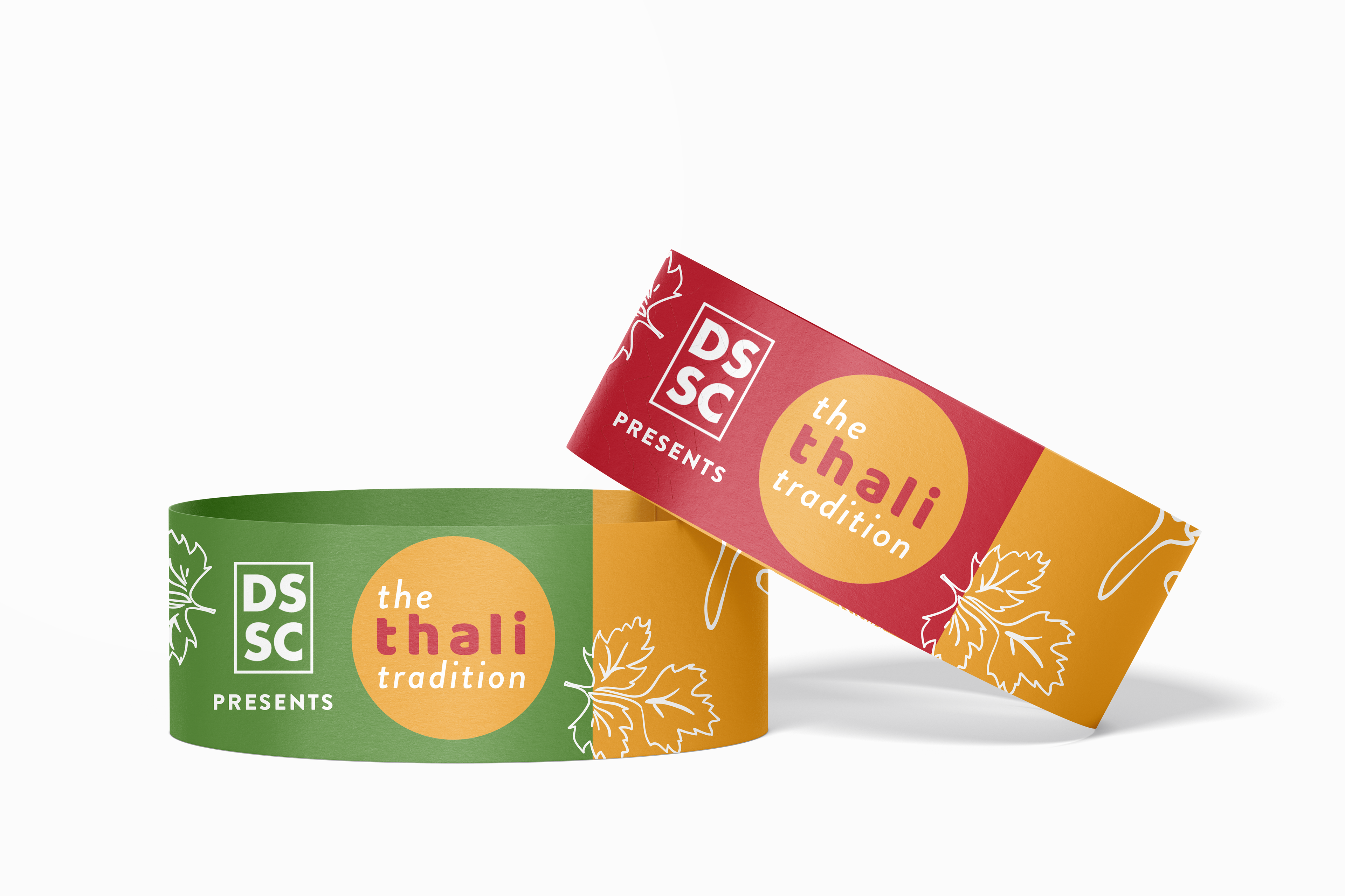 The Thali Tradition wristbands to help identify the Vegetarian and Non-Vegetarian guests.