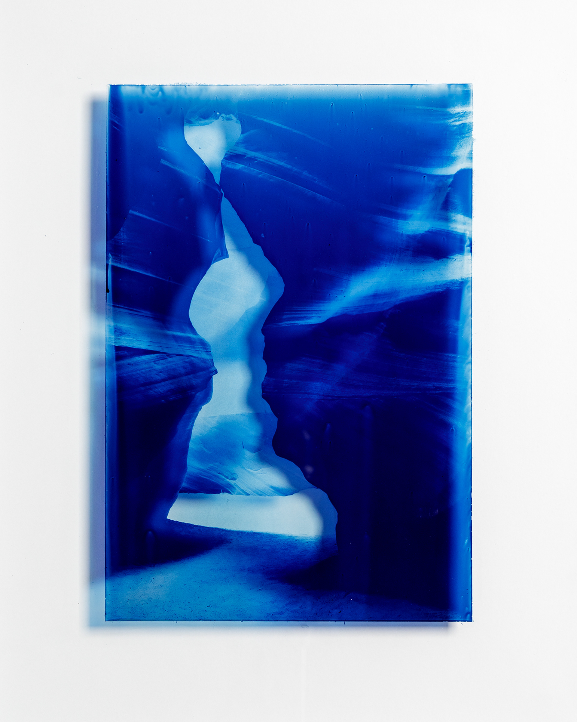 Canyon, 2025, cyanotype on glass 20x24 inches