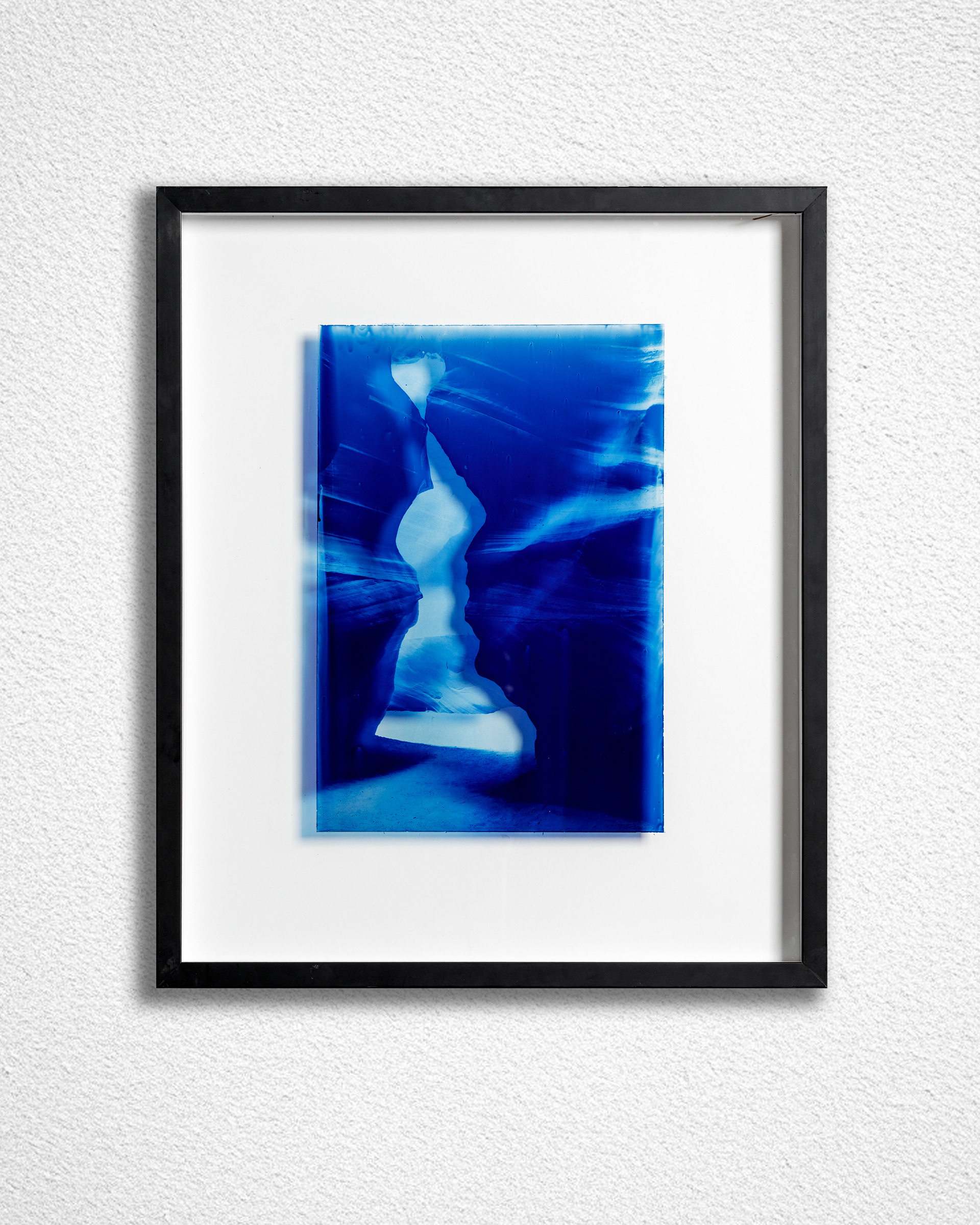 Canyon, 2025, cyanotype on glass, 20x24 inches