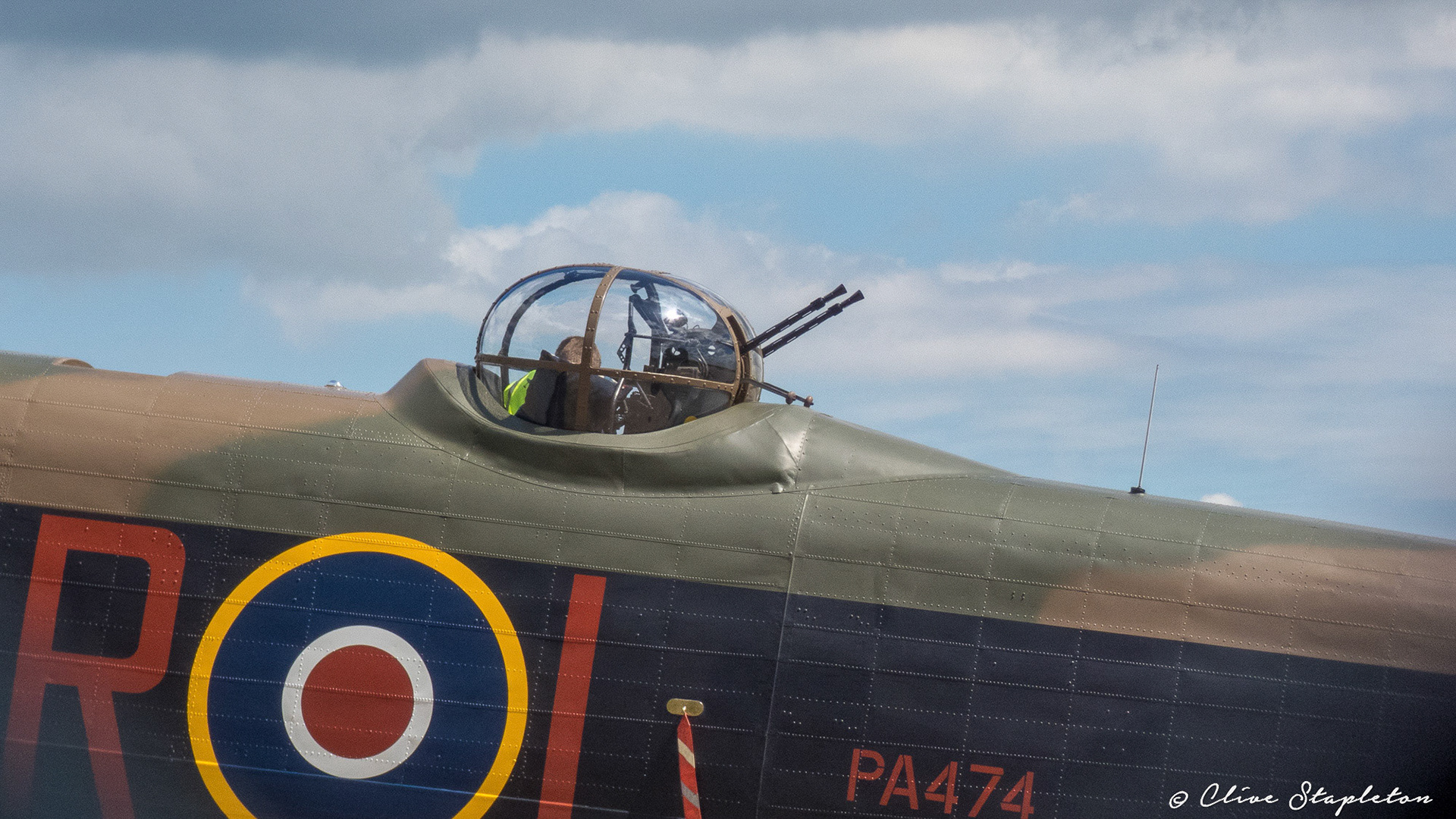 The mid upper gunner position on Avro Lancaster at RAF Coningsby 5th July 2019