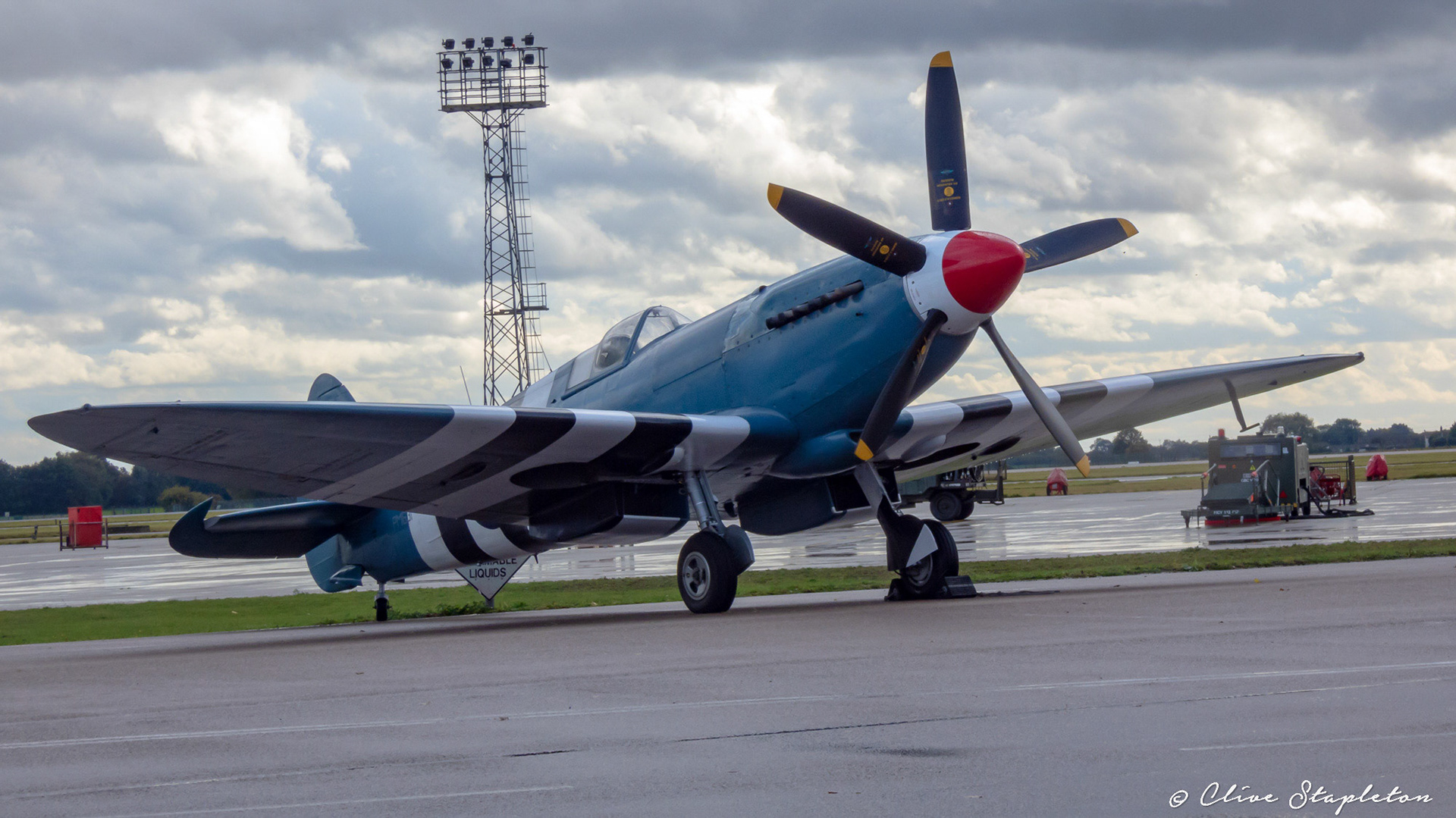 A Spitfire of the Battle of Britain Memorial Flight at RAF Coningsby Lincolnshir
