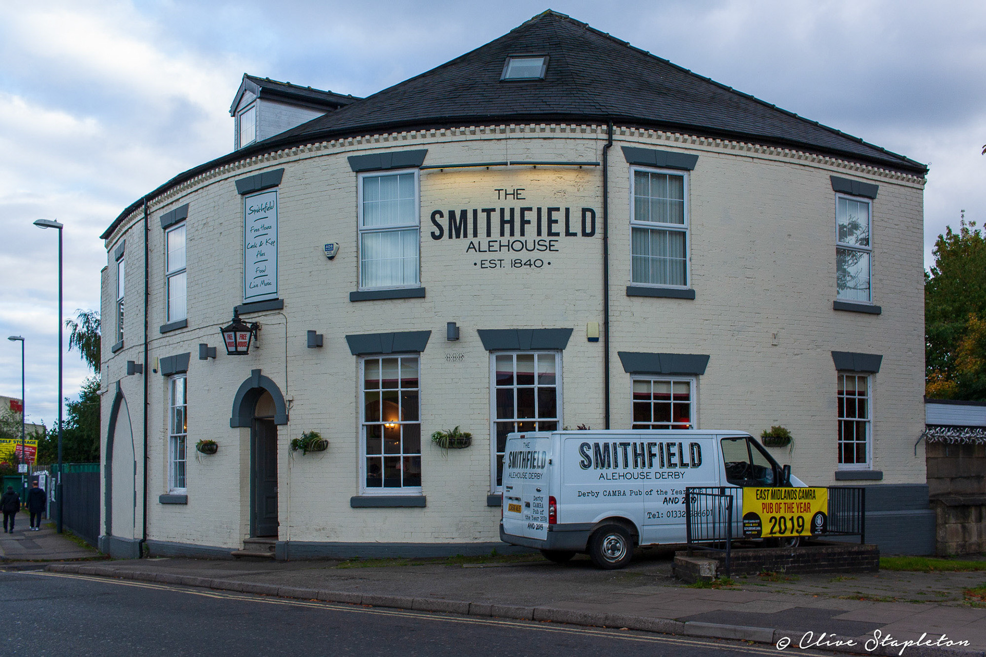 Derby UK, October, 11 The Smithfield Public House in Derby, United Kingdom on the banks of the river Derwent.