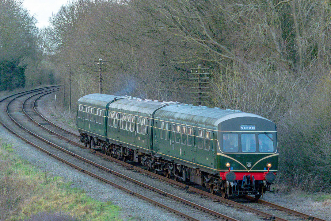 Great Central Rail Photography ay Kinchley Lane - 29 December 2022 Rothley,United Kingdom: Class 101 Diesel Multiple Unit on a Train from Loughborough to Leicester North on the Great Central Railway at Kinchley Lane near Rothley Leicestershire.