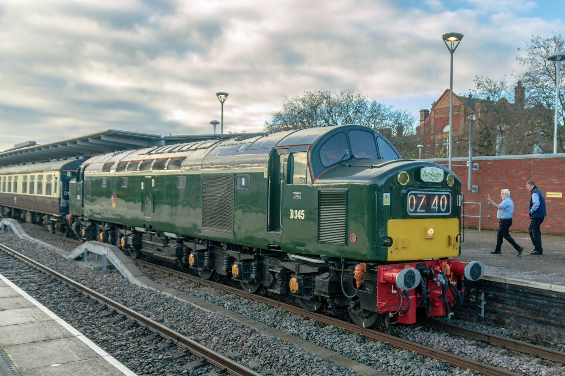 Class 40 no D345 (40145) at Derby Station on a special train to Newcastle 3rd December 2022
