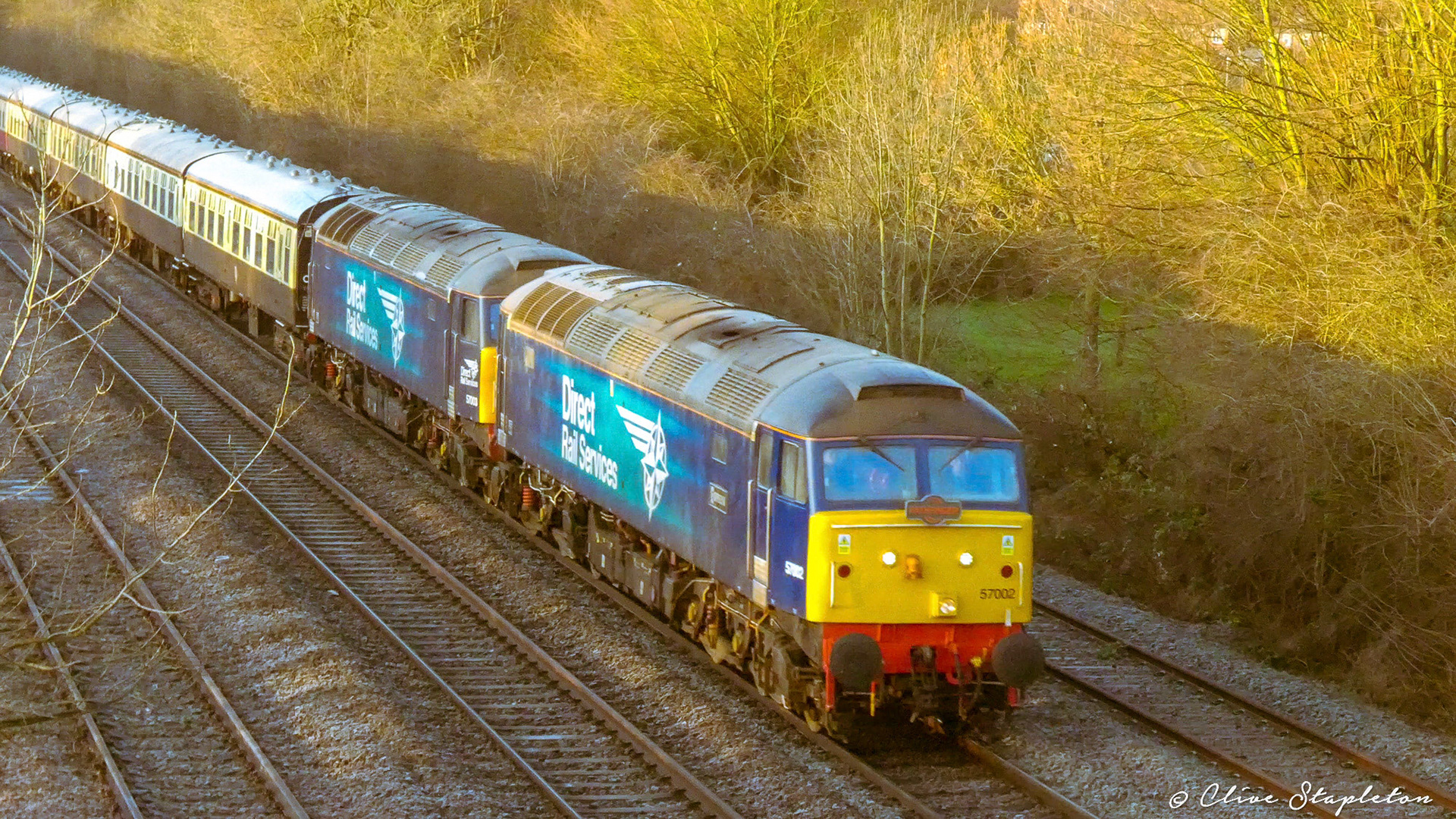 57002 & 57003 on Bristol to Leeds Specia at Sunnyhill Derby on 18th Jan 2020l