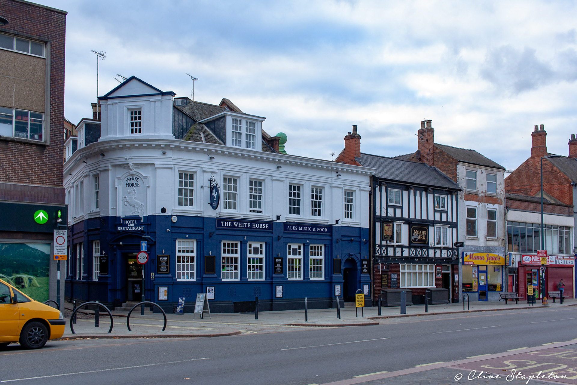 Derby UK, October, The White Horse and Noahs Public Houses in Derby, United Kingdom. These pubs nextdoor to one another are in th city center.