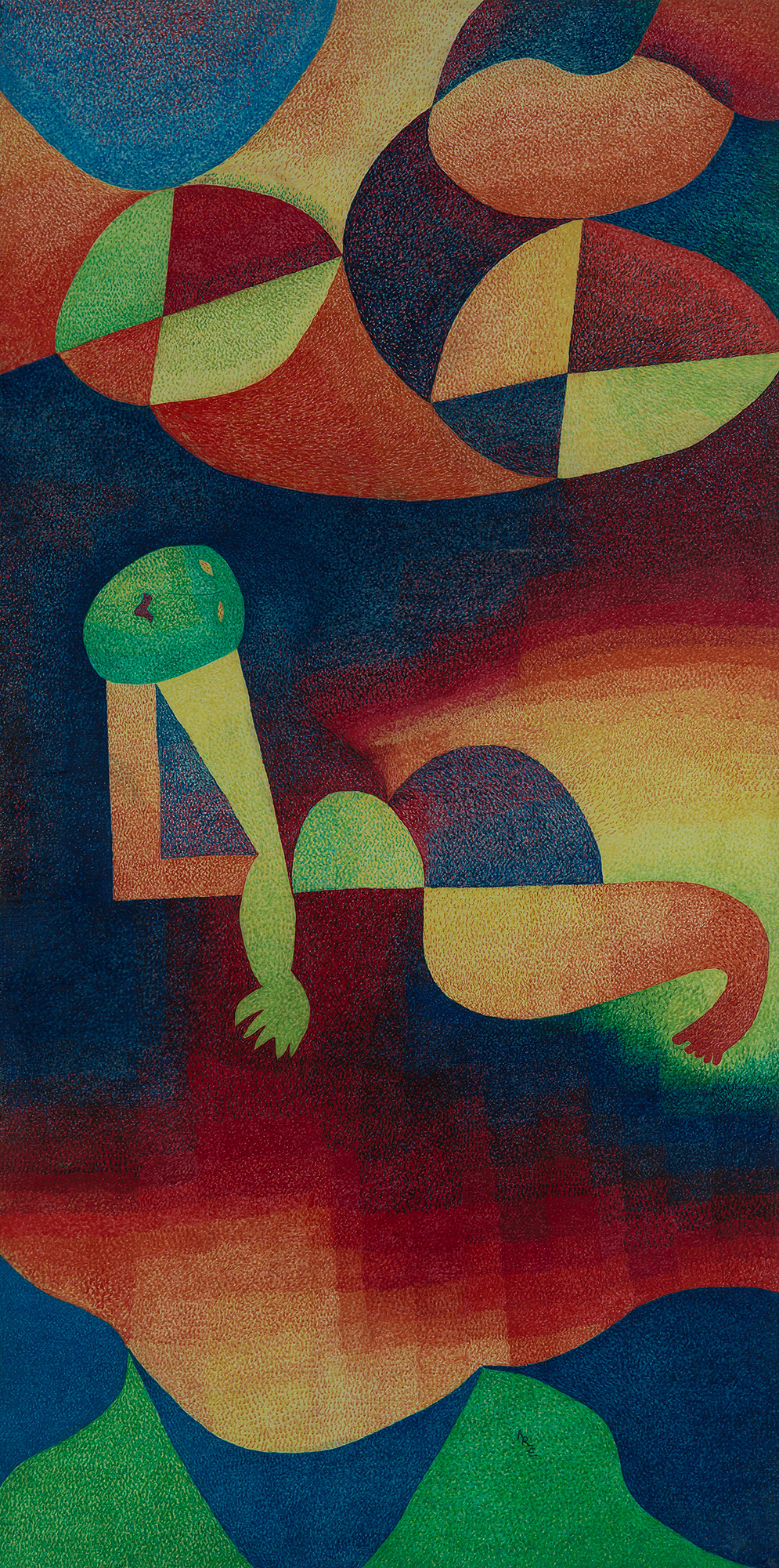 Sin titulo. Pintura gouache sobre chapadur. ca 1980, 120 x 60 cm.