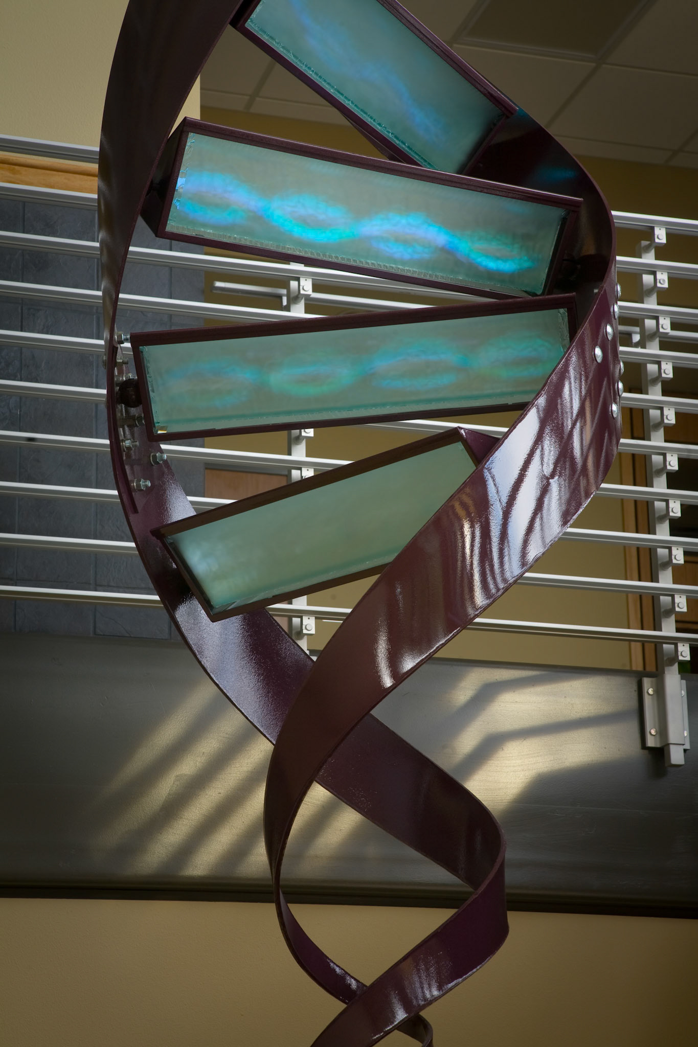 Stained Glass installation in the new Science Building on the MCC campus.