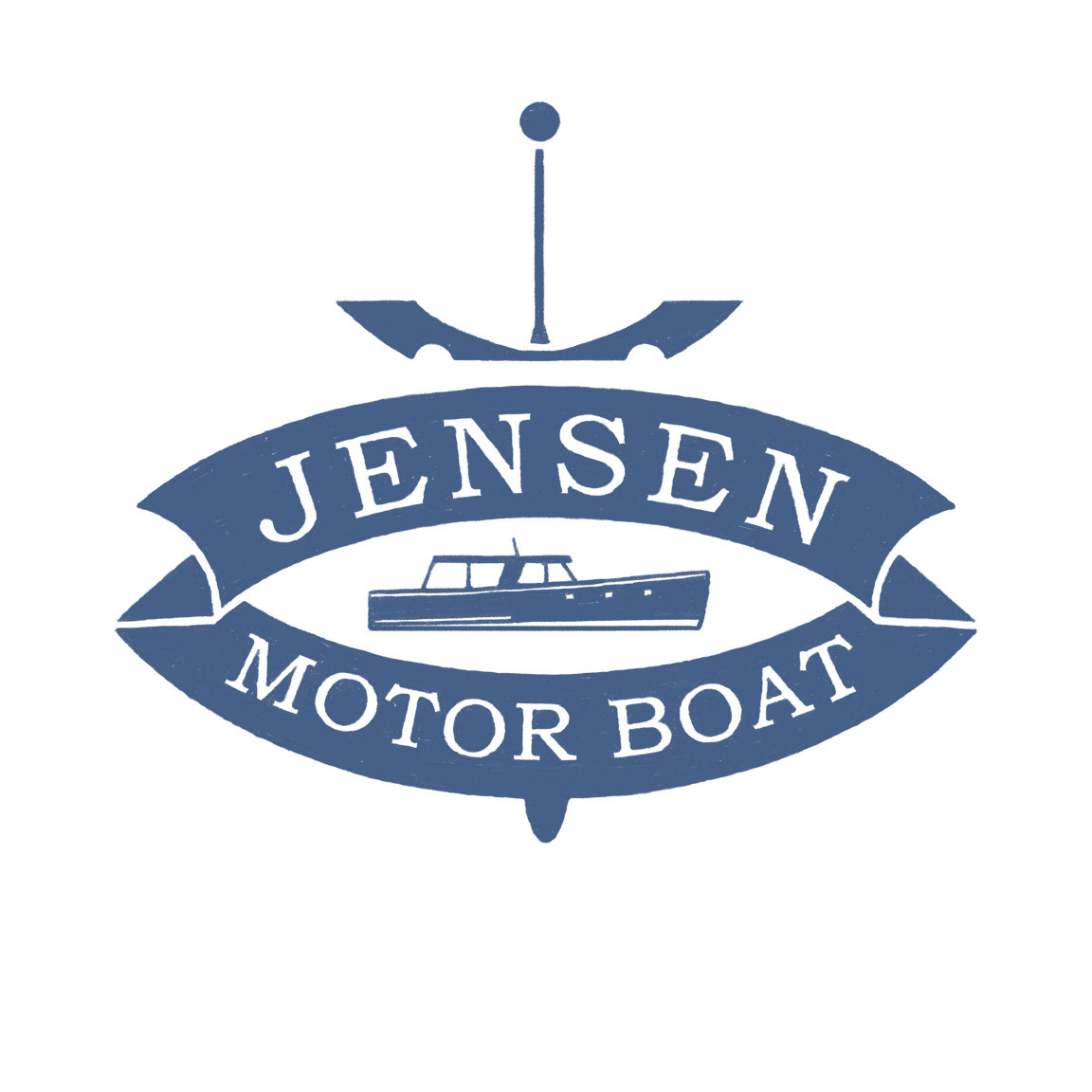 Jensen Motor Boat logo design, remade from a picture of a T-shirt graphic