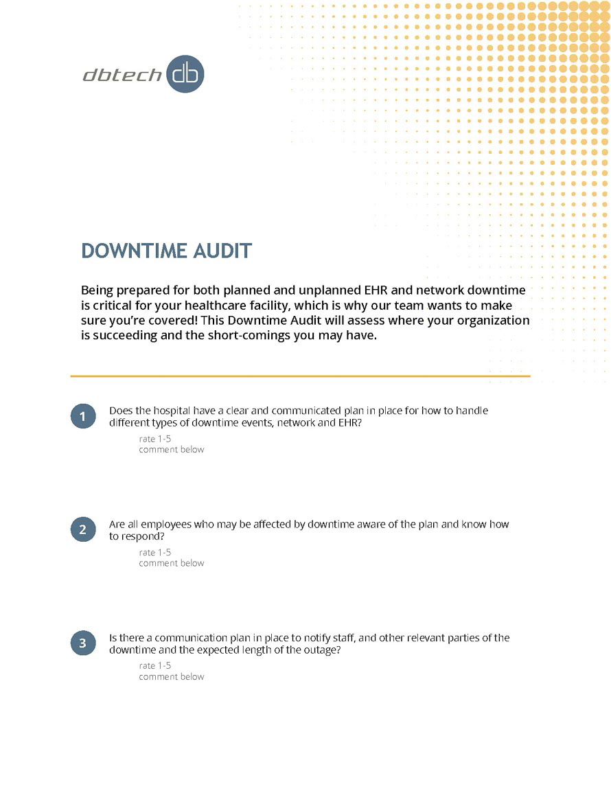 dbtech downtime audit document