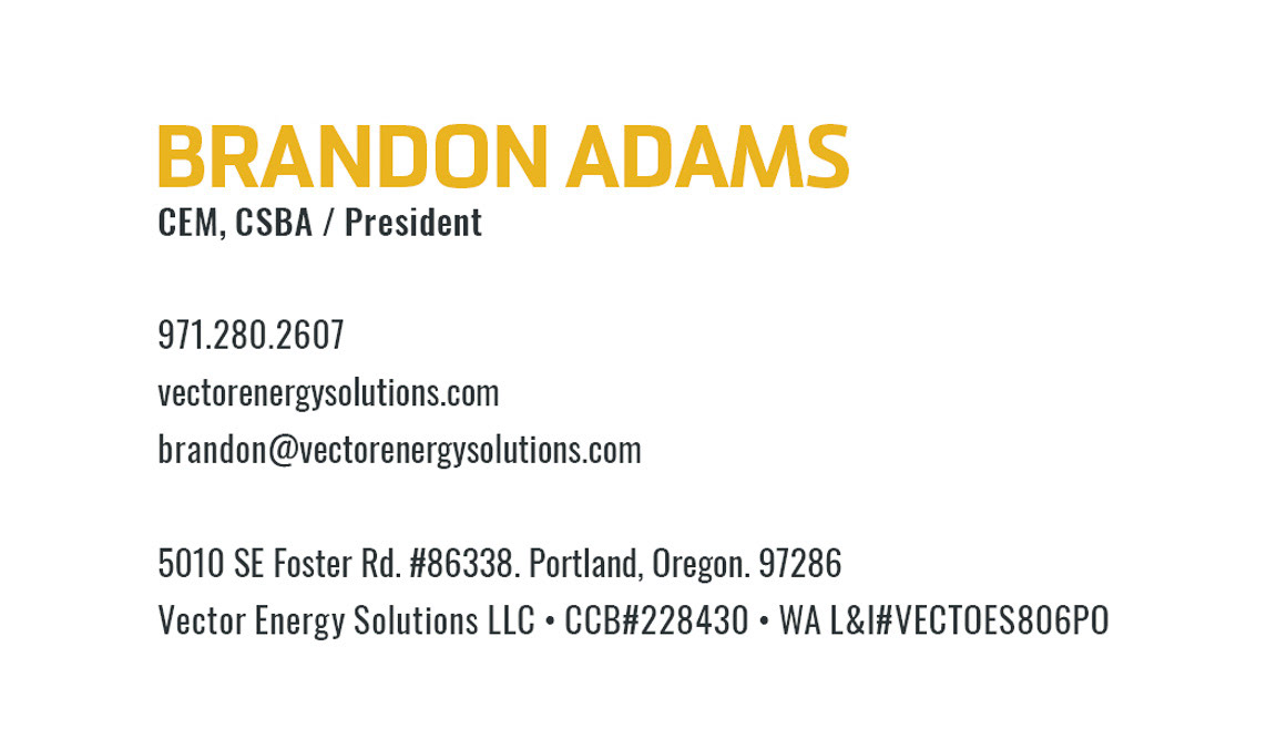 Vector Energy Solutions business card