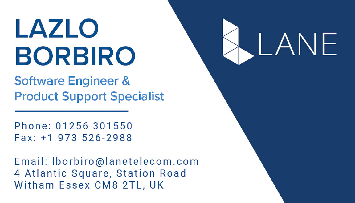 Lane business card