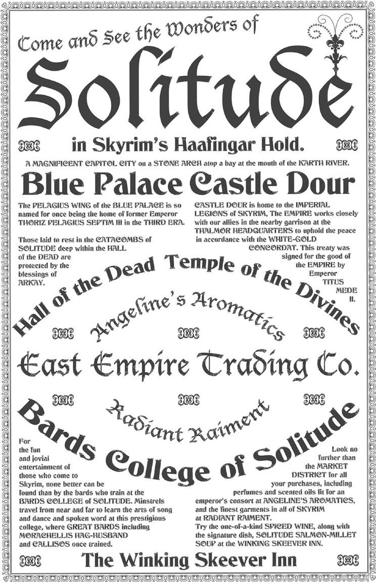 Solitude in Skyrim's Haafingar Hold poster