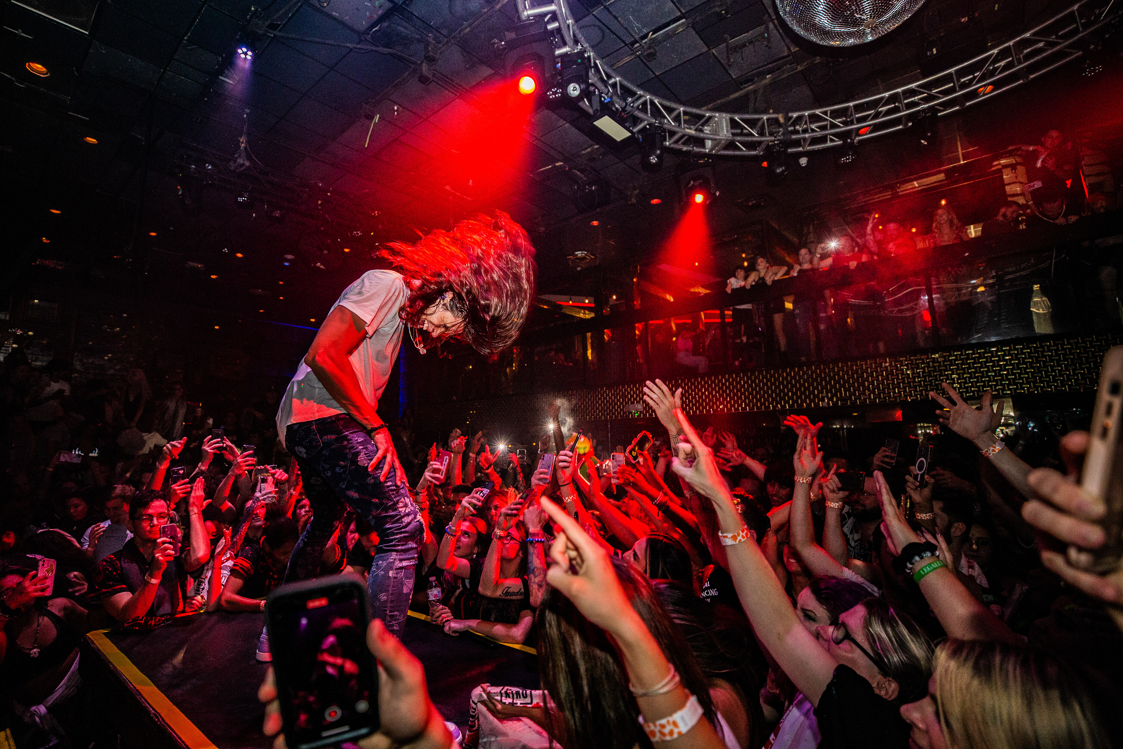 July 2021 - Sullivan King mid head-bang during his set at Gilt Nightclub in Orlando, FL.
