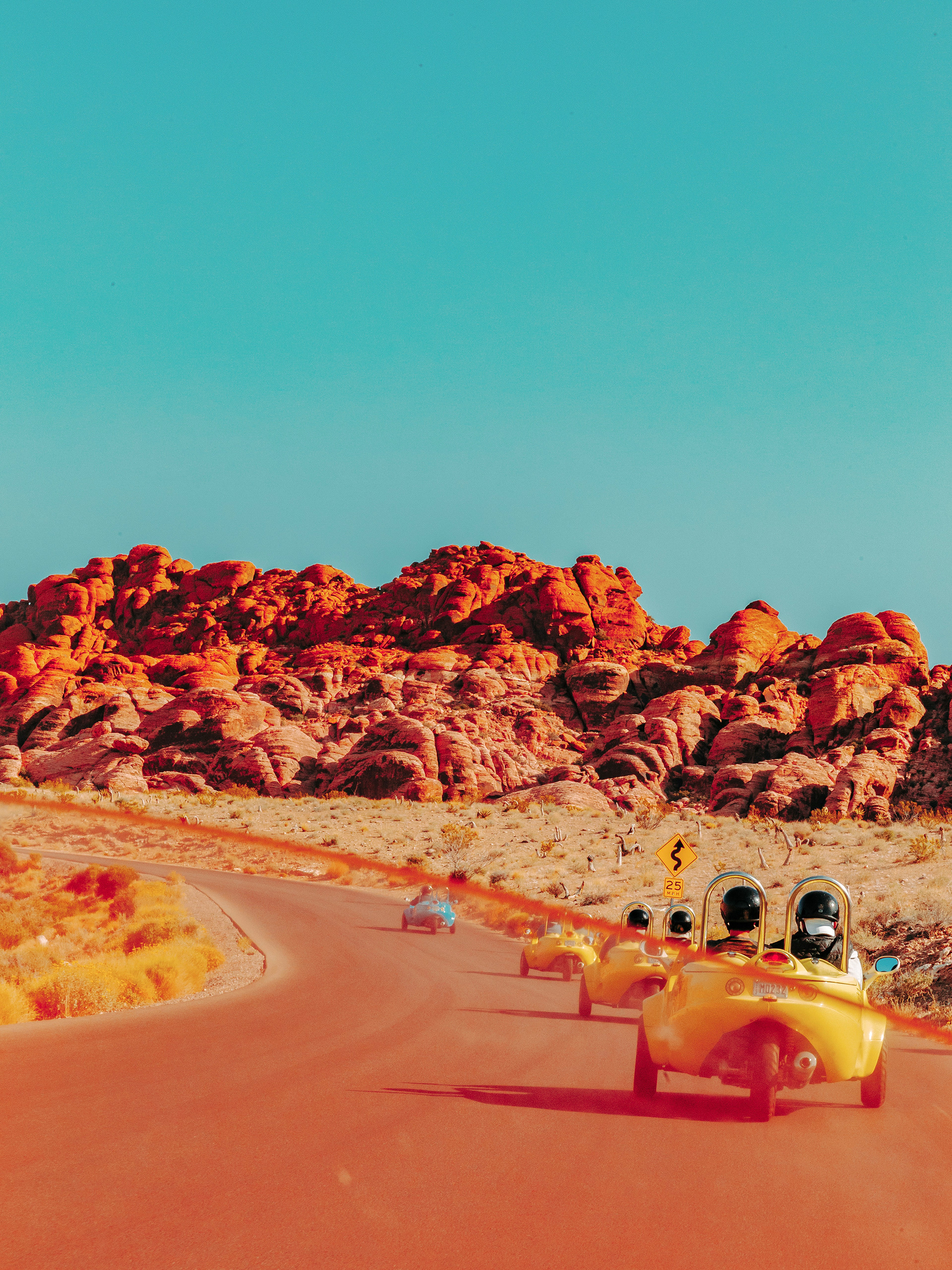 May 2022 - Red Rock Canyon during a clear sky day out on the Scooter Car Day Trip Tour. Photo: Savannah Lee Rowley