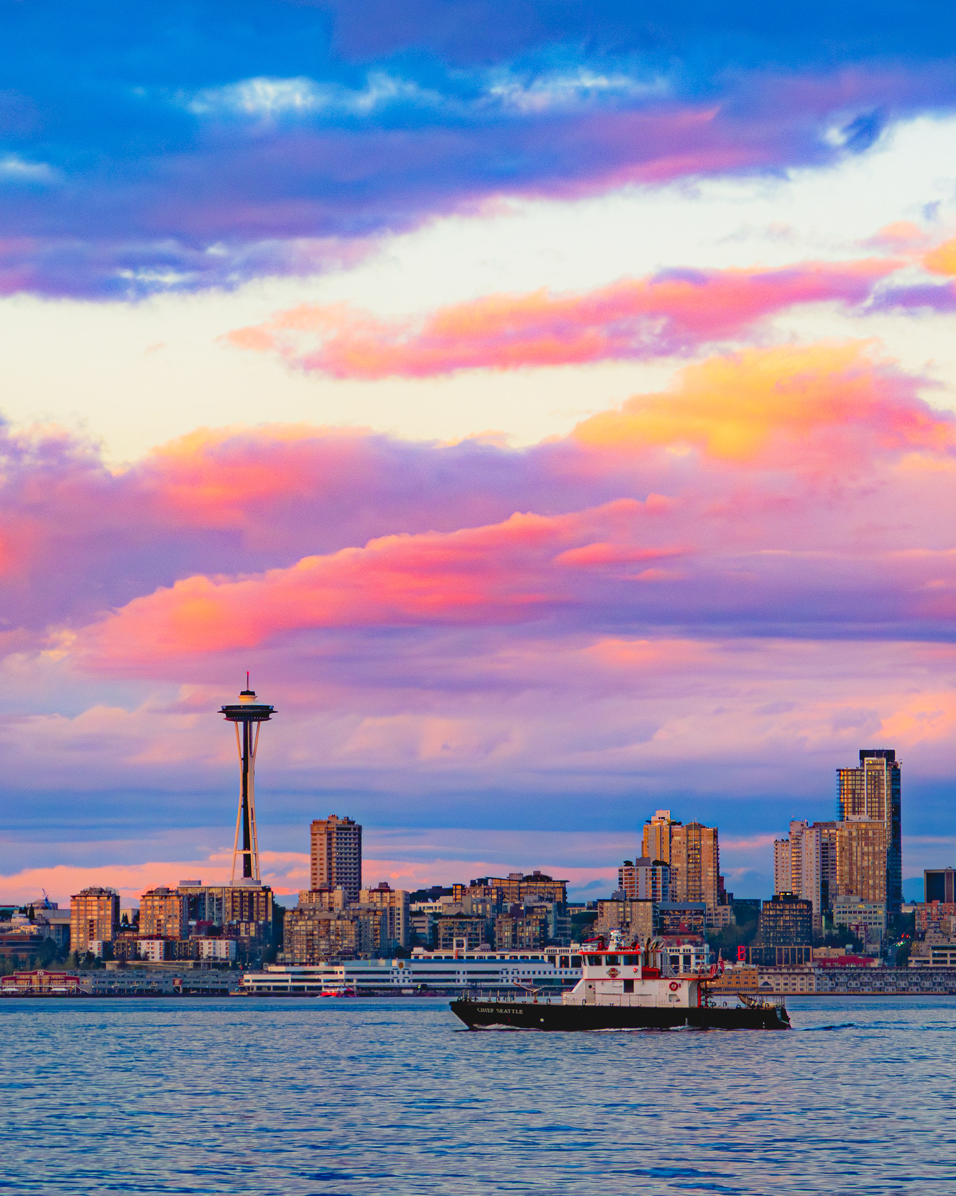 August 2026 - Sunset of Downtown Seattle from the West Seattle Water Taxi Dock.