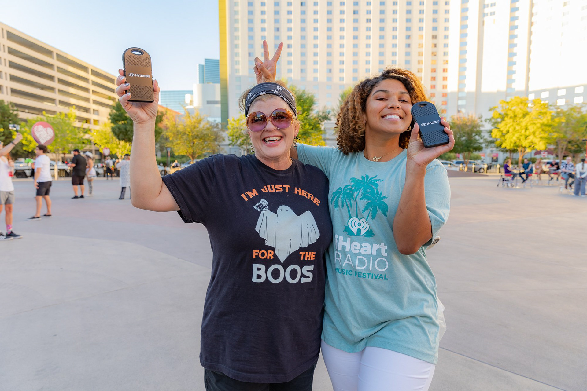 Pre-show energy at the iHeartRadio Fan Fest in Las Vegas. Fans enjoying a Hyundai-sponsored giveaway during the 'House of Music' activation at T-Mobile Arena in Las Vegas, Nevada.
