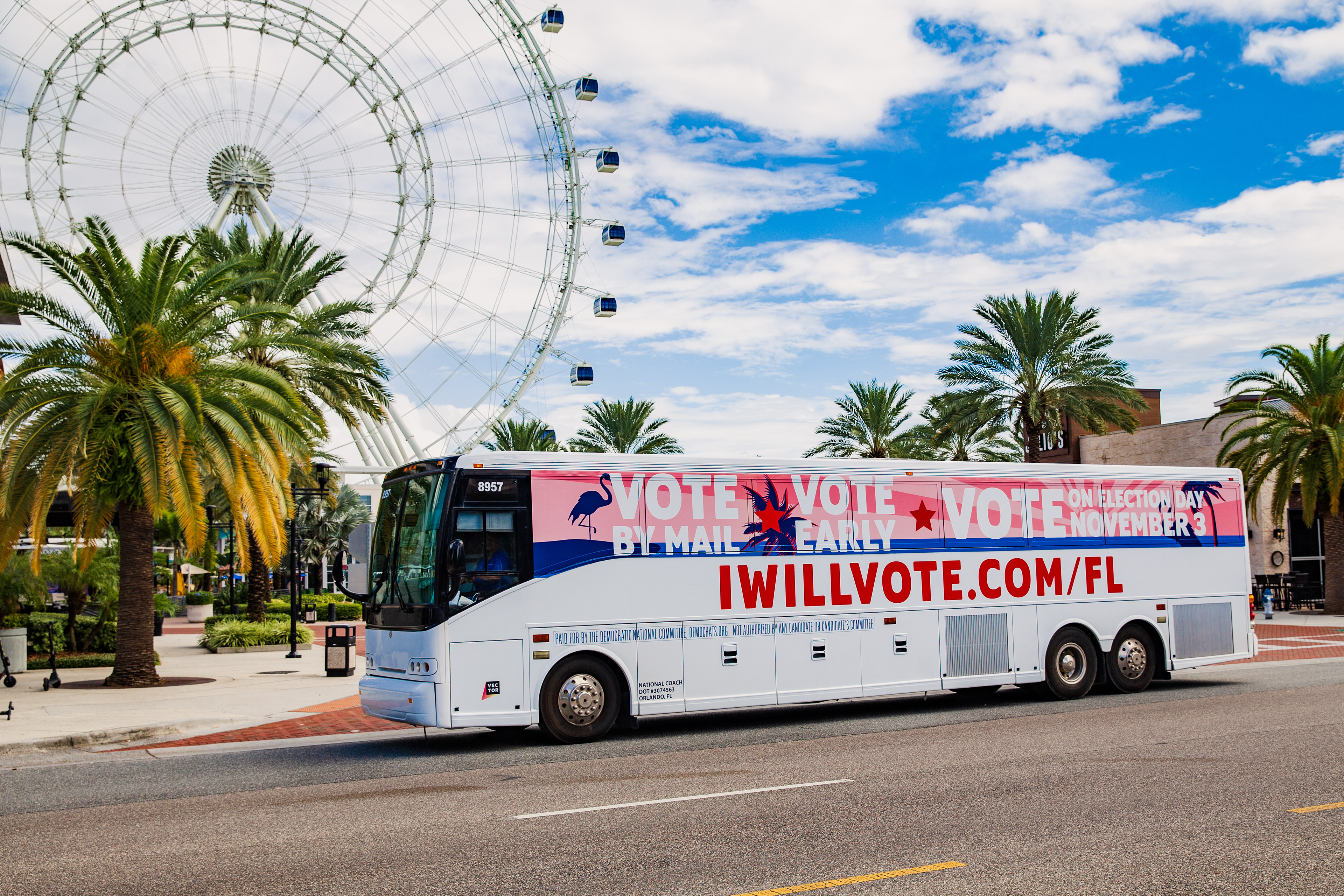 Commercial OOH (Out-of-Home) campaign for the iWillVote bus advertisement series. Captured on location at International Drive, Orlando in collaboration with Vector Media.