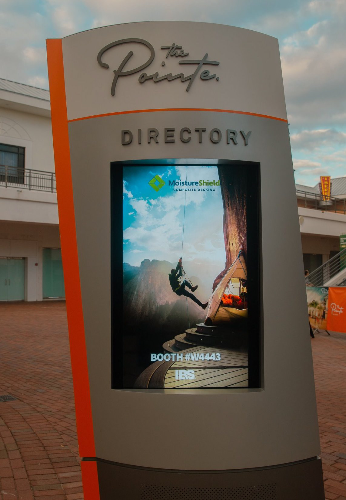 Commercial Wayfinding Advertisement for MoistureShield at the International Builders’ Show (IBS). Large-scale directory placement at Pointe Orlando designed to drive attendee engagement and booth traffic for the brand's national product rollout. Shot in collaboration with Liquid Outdoor.