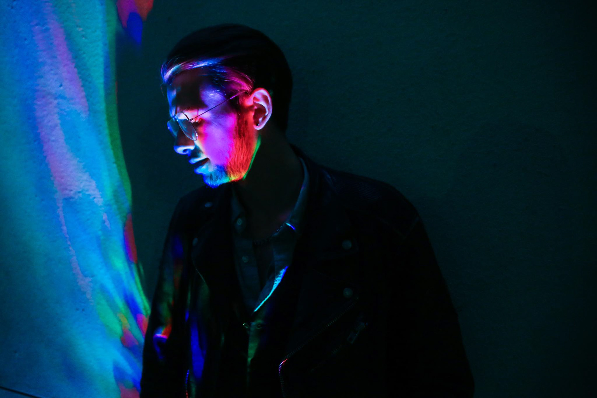 Nocturnal Editorial: Visual artist and director Colton Lodge. A study in low-light portraiture and ambient color-bleed in the urban environment of Downtown Orlando.