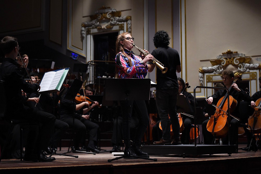 National Youth Orchestra Scotland Symphony 2022 alongside Jess Gillam and conductor Kerem Hassan